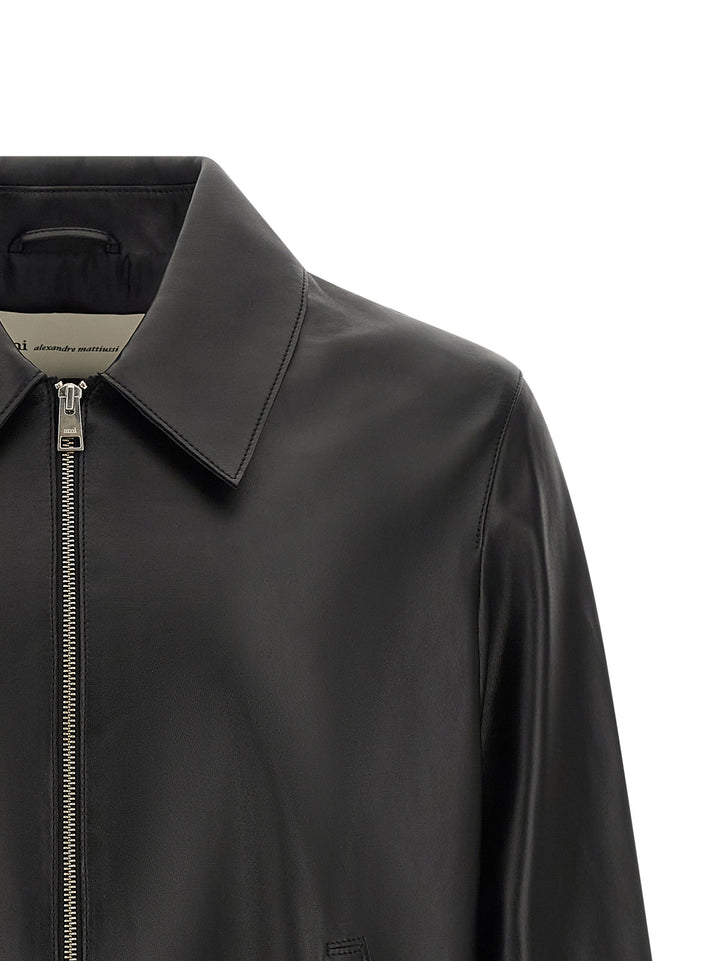 Ami Paris Black Lamb Leather Leather Jacket