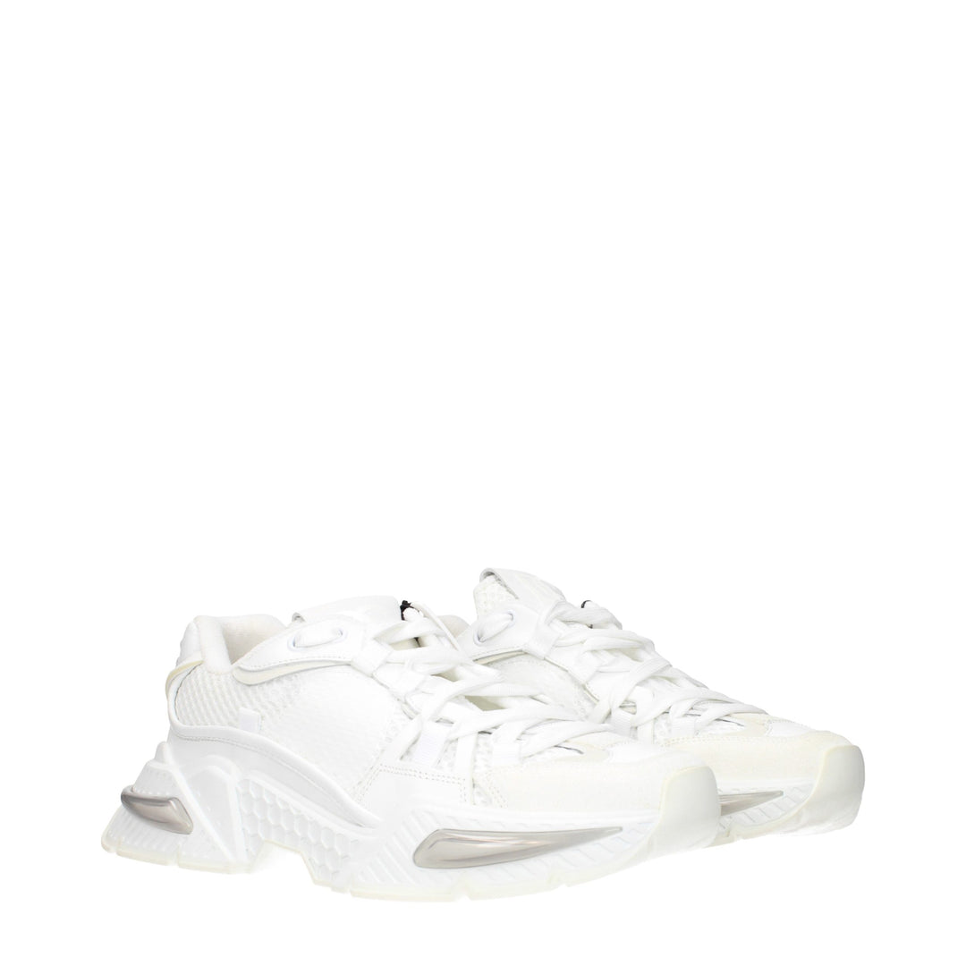 Dolce &amp; Gabbana White Fabric Athletic Sneakers