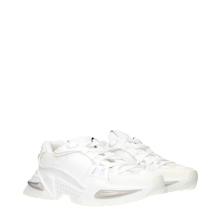 Dolce &amp; Gabbana White Fabric Athletic Sneakers