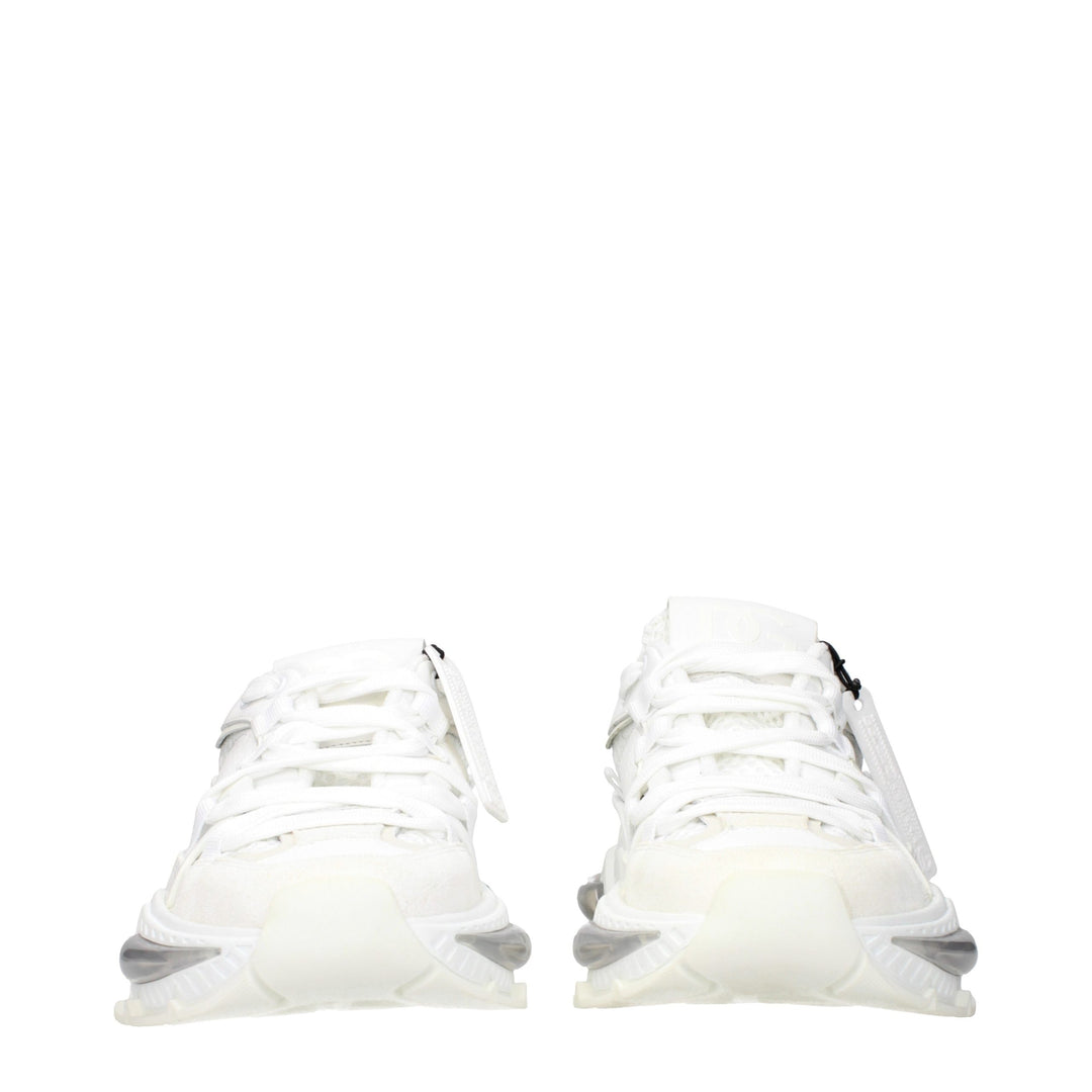 Dolce &amp; Gabbana White Fabric Athletic Sneakers