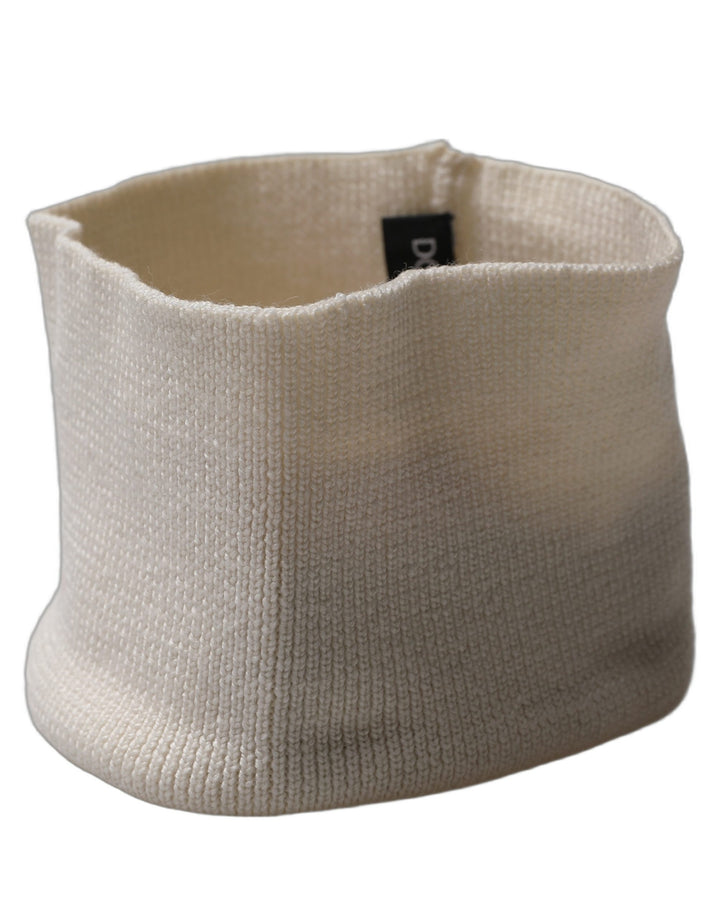 Dolce &amp; Gabbana Men White Polyester Knitted Neck Warmer Scarf