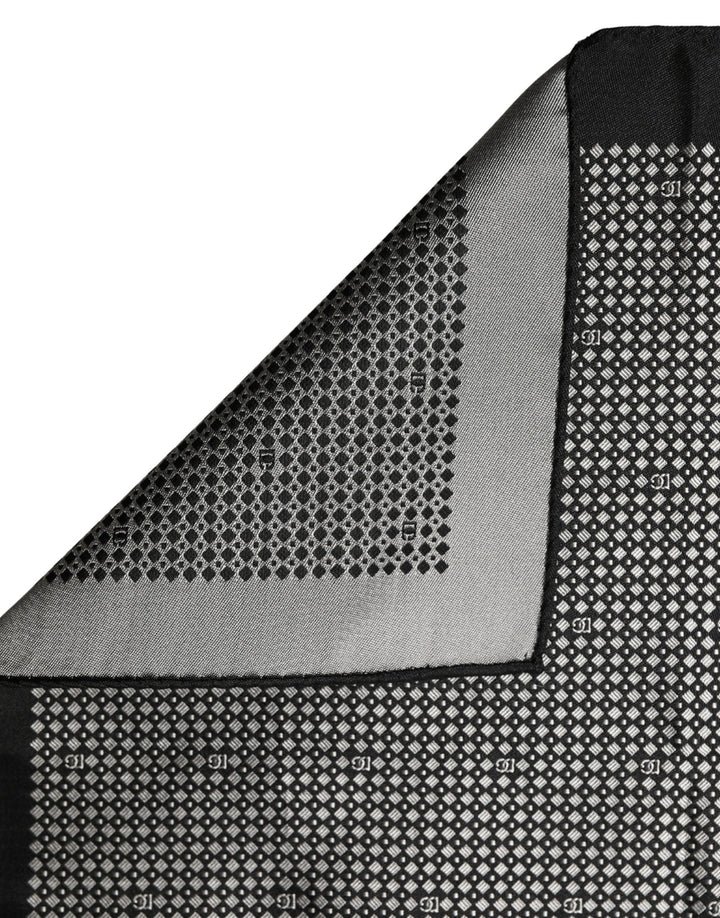 Dolce &amp; Gabbana Black White Patterned Pocket Square Scarf