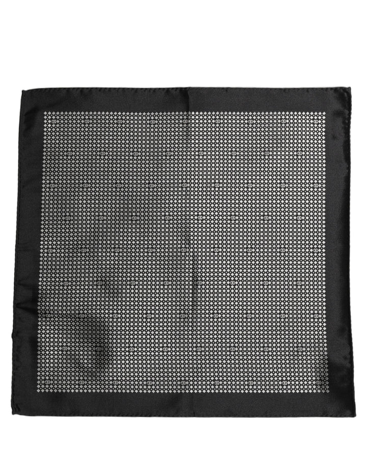 Dolce &amp; Gabbana Black White Patterned Pocket Square Scarf