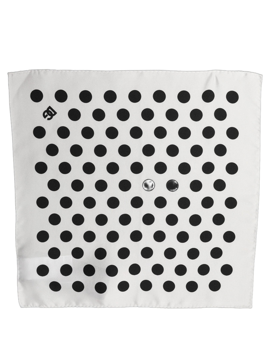 Dolce &amp; Gabbana White Black Polka Dot Square Foulard Scarf