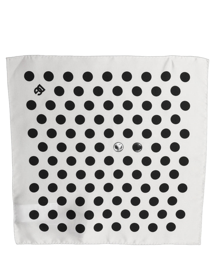 Dolce &amp; Gabbana White Black Polka Dot Square Foulard Scarf