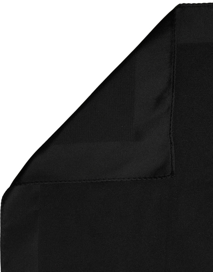 Dolce &amp; Gabbana Black Silk Square Handerkerchief Pocket Scarf