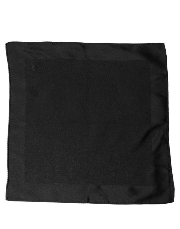 Dolce &amp; Gabbana Black Silk Square Handerkerchief Pocket Scarf