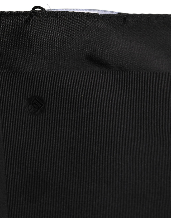 Dolce &amp; Gabbana Black Silk Square Handerkerchief Pocket Scarf