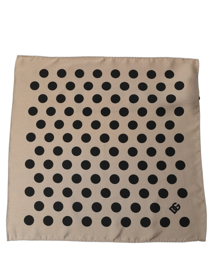 Dolce &amp; Gabbana Beige Black Polka Dot Square Foulard Scarf