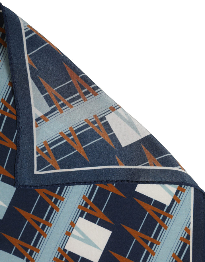 Dolce &amp; Gabbana Navy Blue Abstract Square Pocket Foulard Scarf