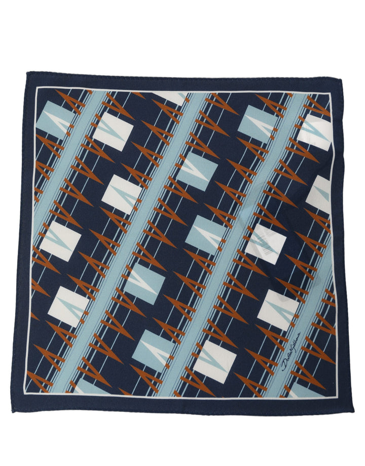 Dolce &amp; Gabbana Navy Blue Abstract Square Pocket Foulard Scarf