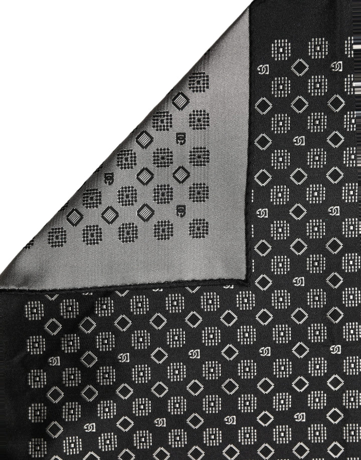 Dolce &amp; Gabbana Black White Patterned Pocket Square Scarf