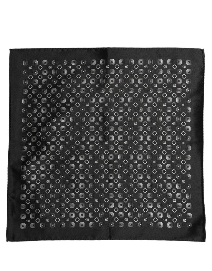 Dolce &amp; Gabbana Black White Patterned Pocket Square Scarf