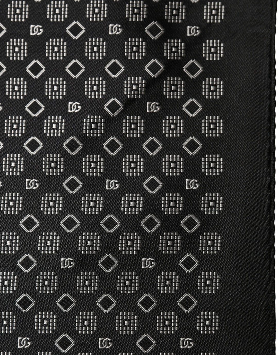 Dolce &amp; Gabbana Black White Patterned Pocket Square Scarf