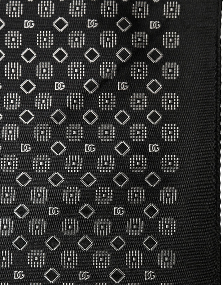 Dolce &amp; Gabbana Black White Patterned Pocket Square Scarf