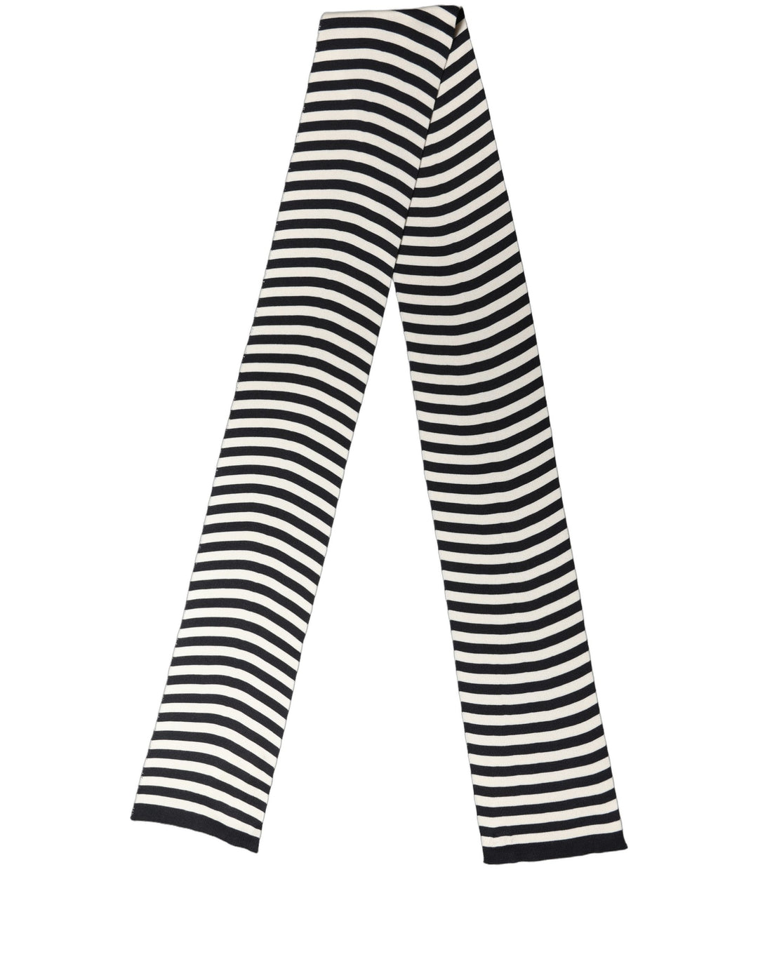 Dolce &amp; Gabbana Black White Stripes Silk Knitted Shawl Scarf