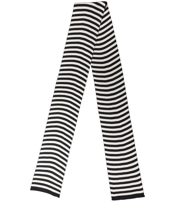Dolce &amp; Gabbana Black White Stripes Silk Knitted Shawl Scarf