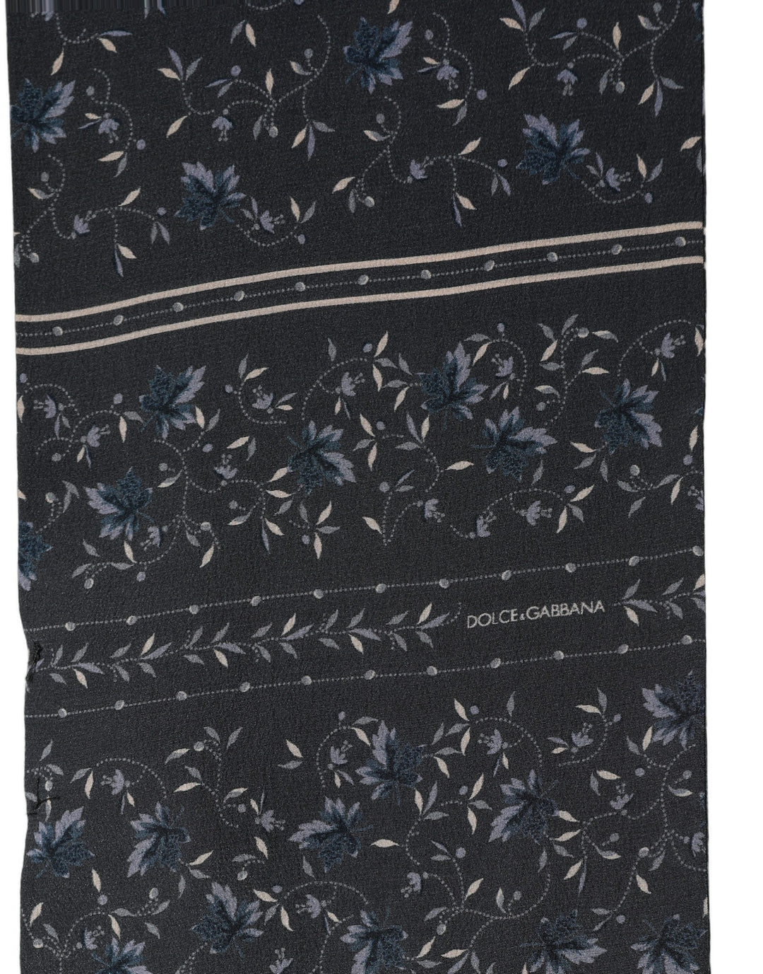 Dolce &amp; Gabbana Blue Floral Silk Fringed Neck Shaw Scarf