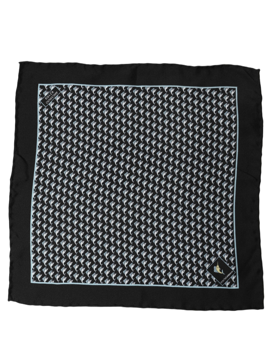 Dolce &amp; Gabbana Black Silk Geometric Handkerchief Pocket Scarf