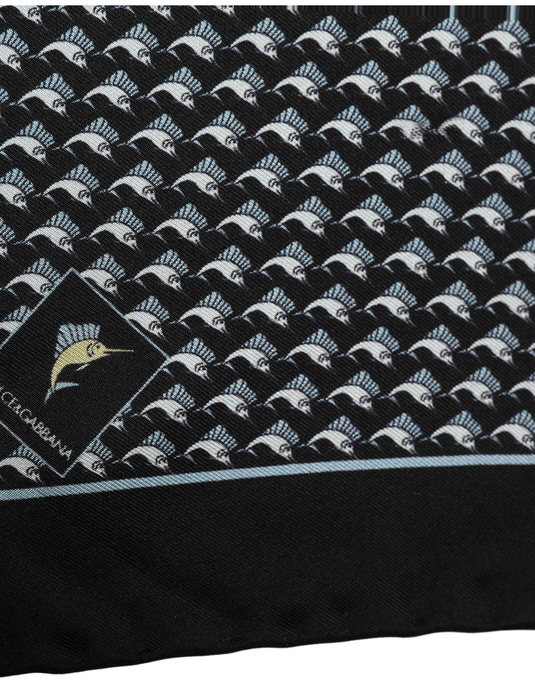 Dolce &amp; Gabbana Black Silk Geometric Handkerchief Pocket Scarf