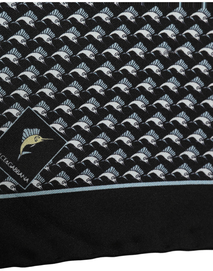 Dolce &amp; Gabbana Black Silk Geometric Handkerchief Pocket Scarf