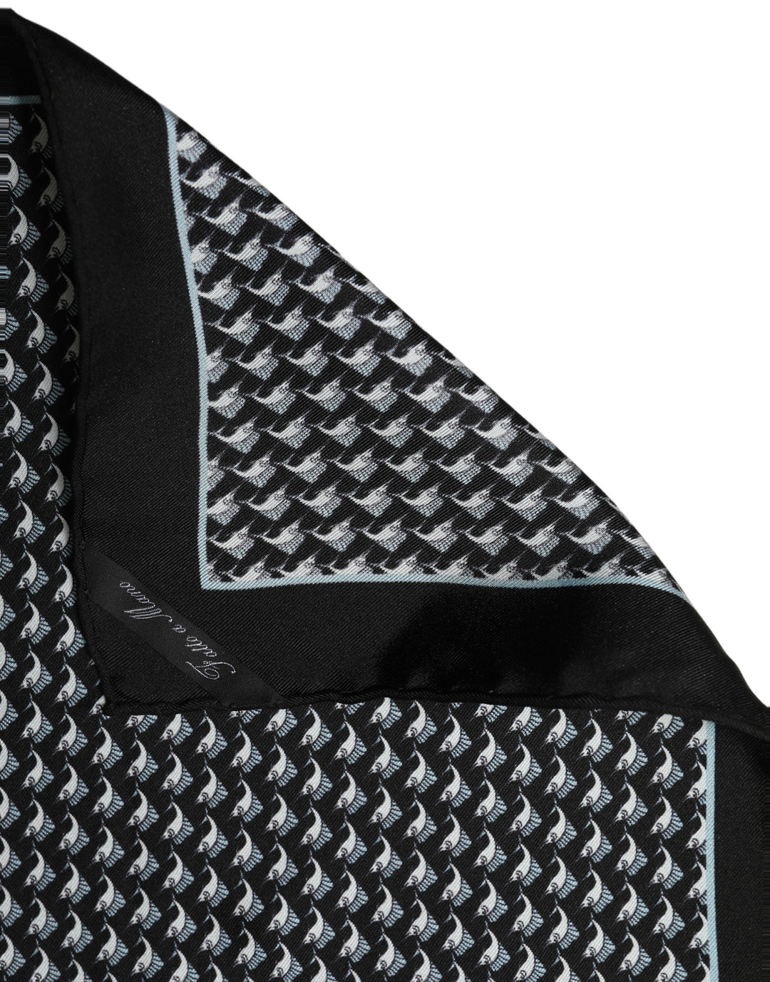 Dolce &amp; Gabbana Black Silk Geometric Handkerchief Pocket Scarf