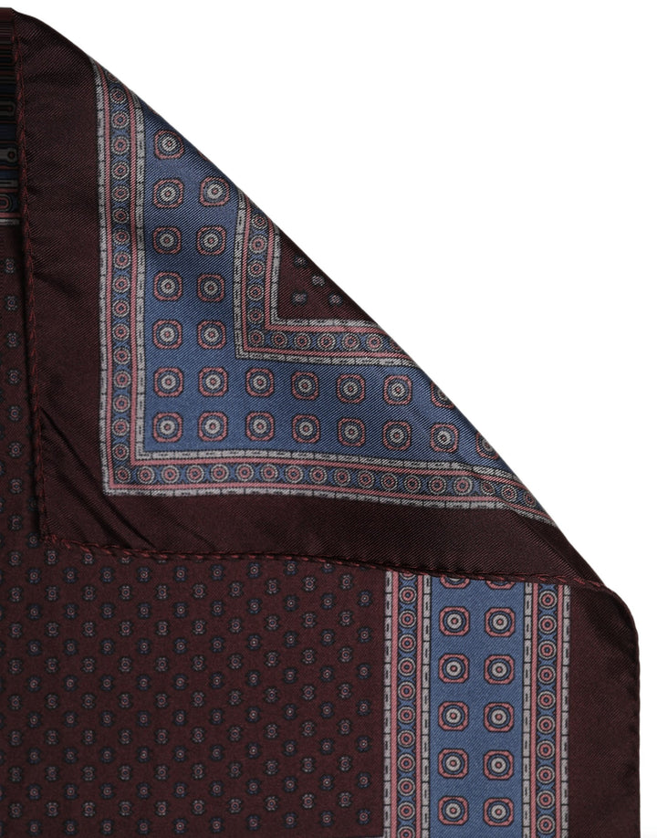 Dolce &amp; Gabbana Maroon Geometric Handkerchief Pocket Scarf