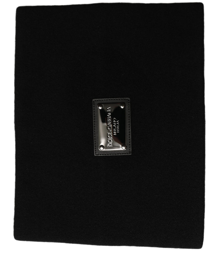 Dolce &amp; Gabbana Black Cashmere Logo Plaque Neck Warmer Scarf