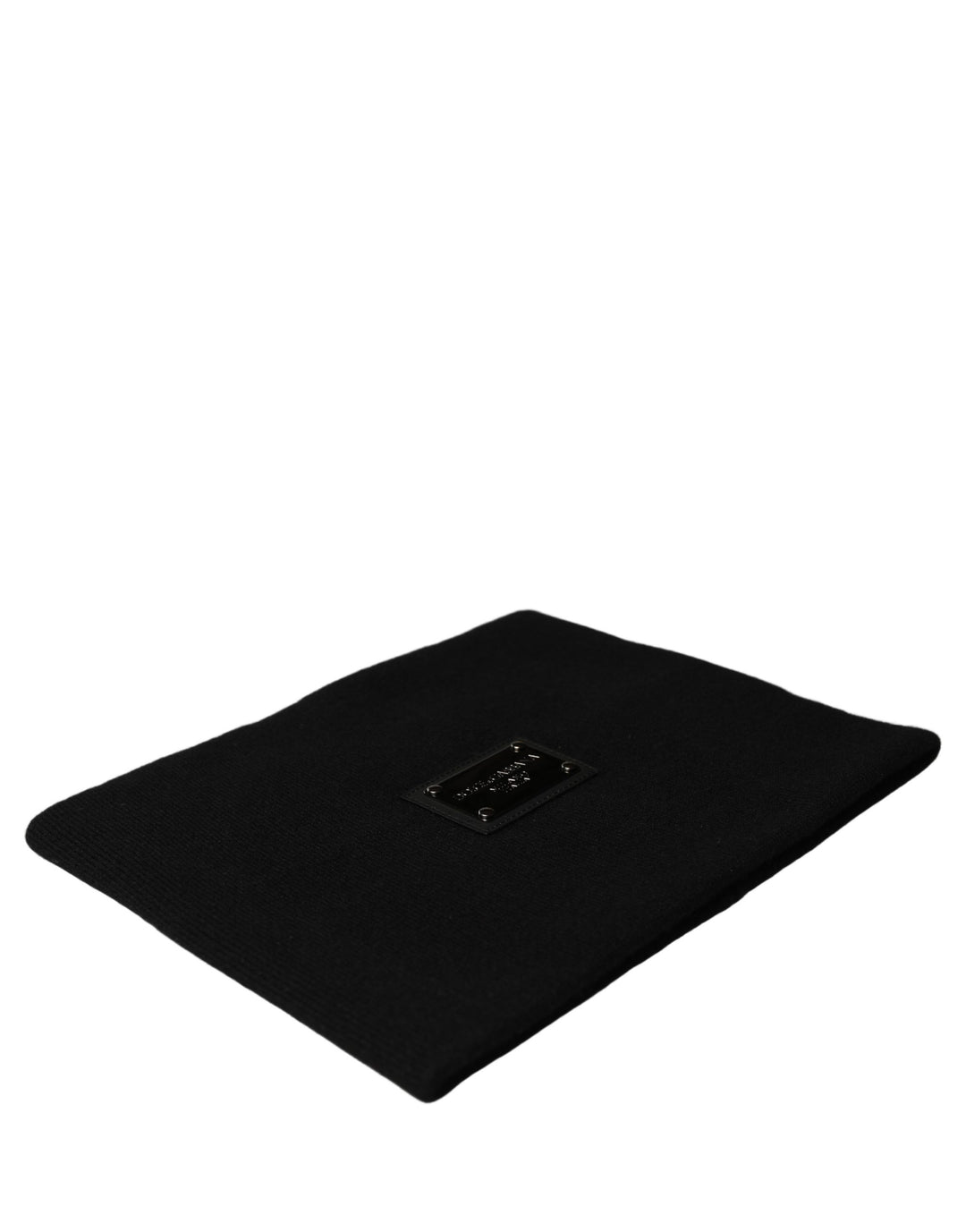 Dolce &amp; Gabbana Black Cashmere Logo Plaque Neck Warmer Scarf