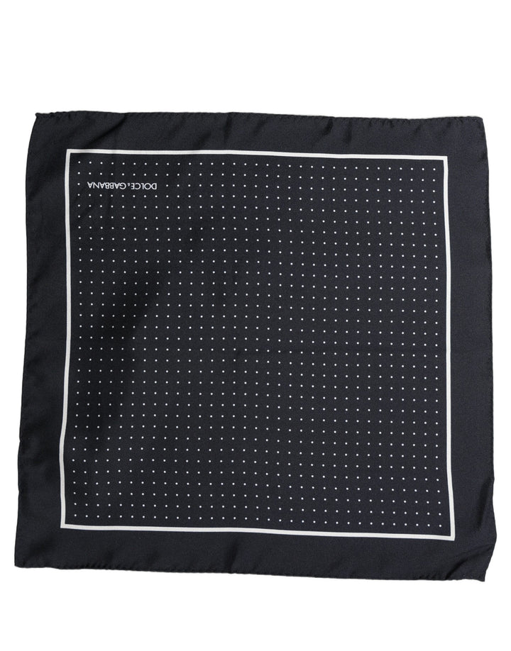 Dolce &amp; Gabbana Blue Silk Polka Dot Handkerchief Pocket Scarf