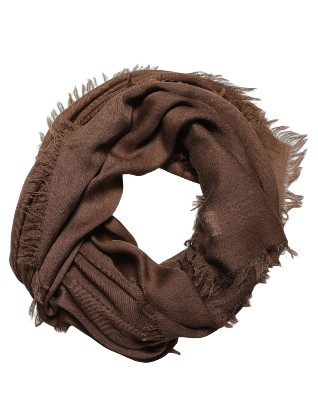 Dolce &amp; Gabbana Brown Silk Wool Fringed Men Lace Stole Scarf