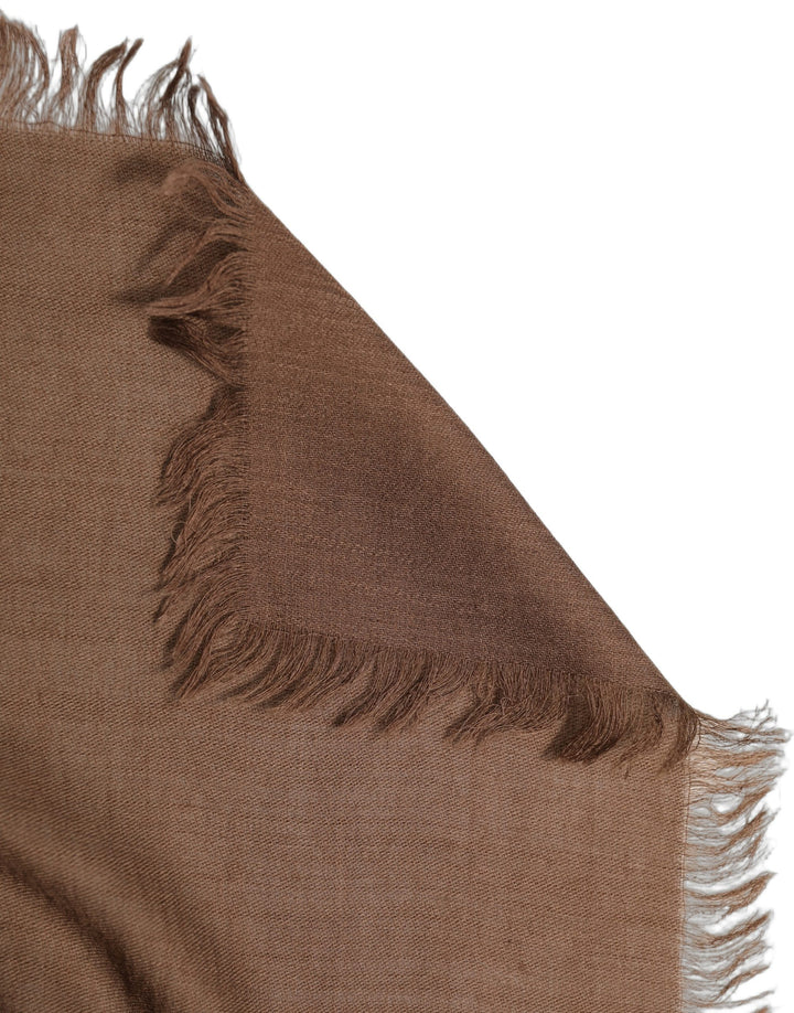 Dolce &amp; Gabbana Brown Silk Wool Fringed Men Lace Stole Scarf