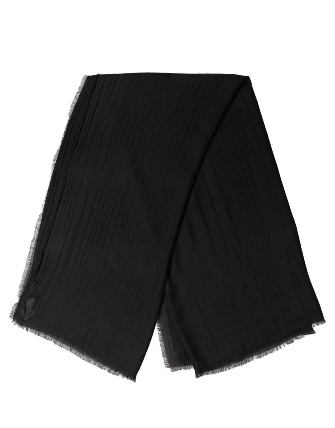 Dolce &amp; Gabbana Black Silk Wool Fringed Men Lace Stole Scarf