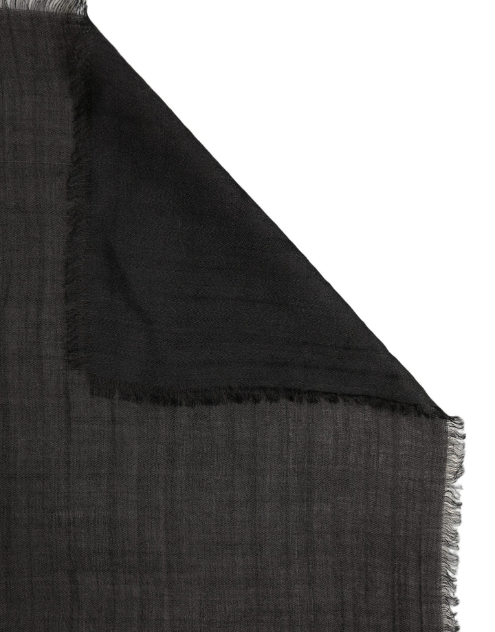 Dolce &amp; Gabbana Black Silk Wool Fringed Men Lace Stole Scarf