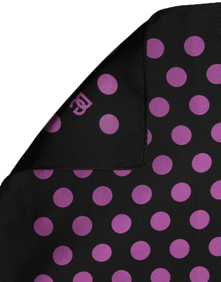 Dolce &amp; Gabbana Purple Black Polka Dot Square Foulard Scarf
