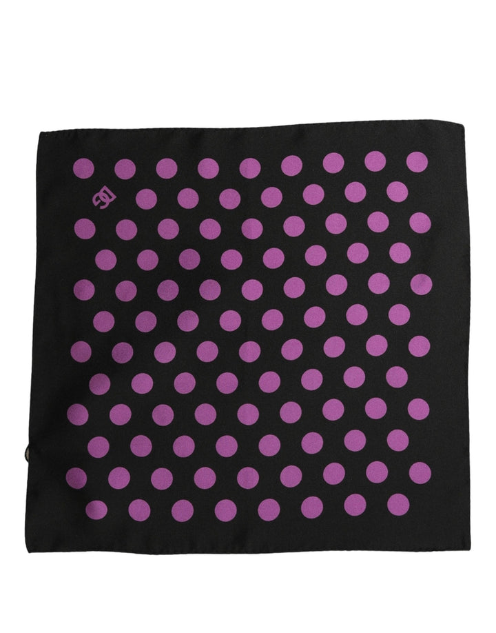 Dolce &amp; Gabbana Purple Black Polka Dot Square Foulard Scarf