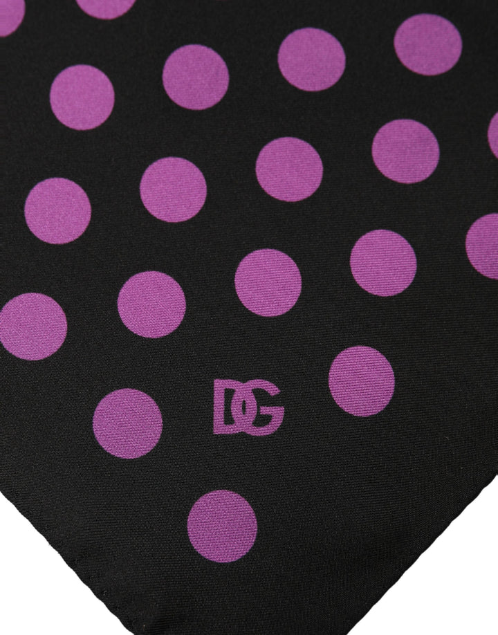 Dolce &amp; Gabbana Purple Black Polka Dot Square Foulard Scarf