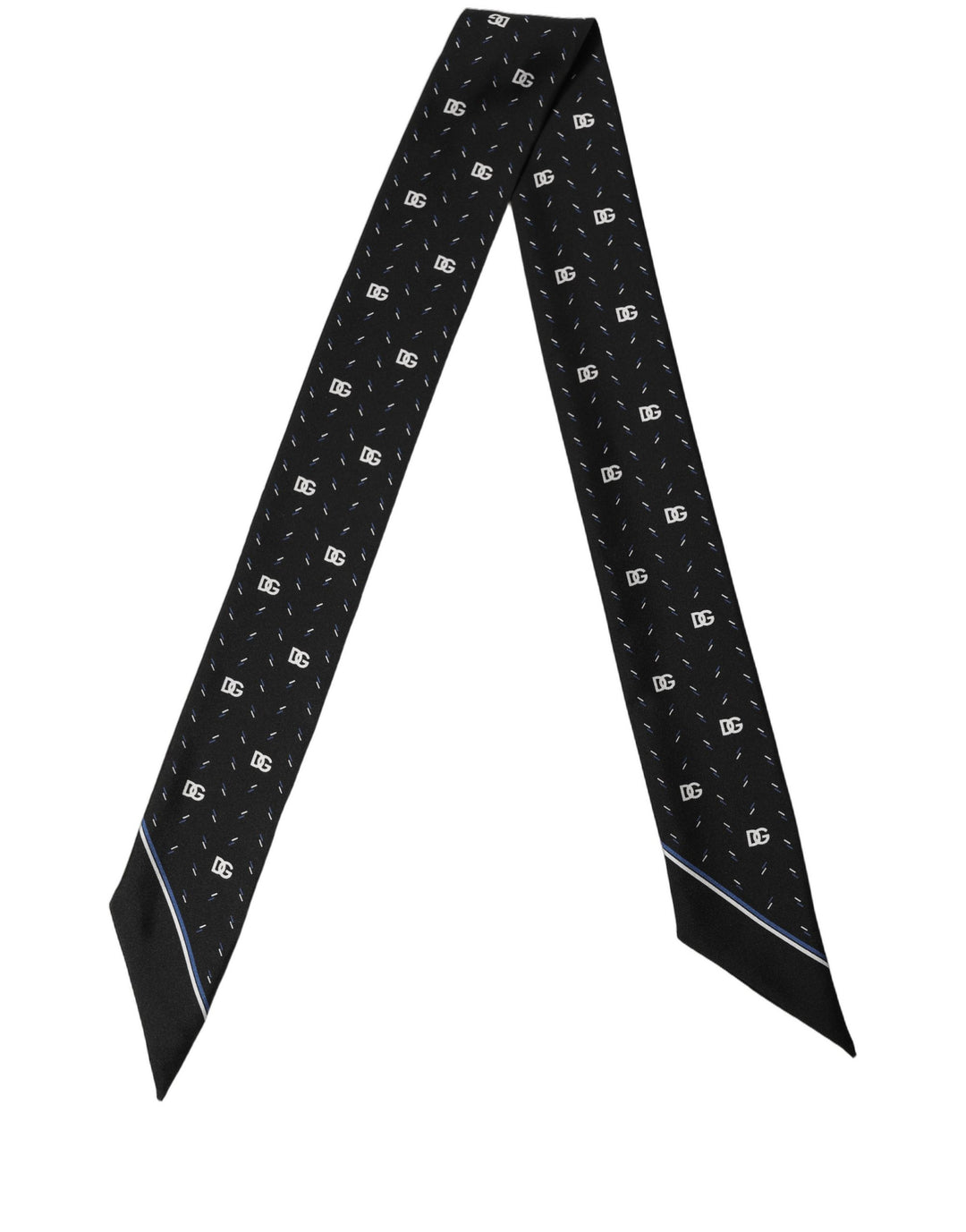 Dolce &amp; Gabbana Black Silk DG Logo Men Skinny Shawl Scarf