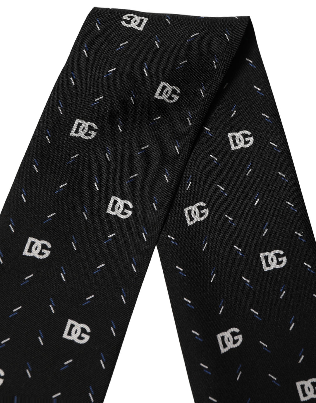 Dolce &amp; Gabbana Black Silk DG Logo Men Skinny Shawl Scarf