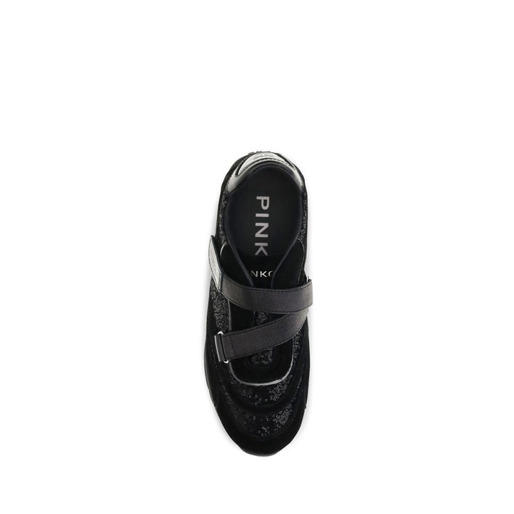 PINKO Black Suede Leather Athletic Sneakers