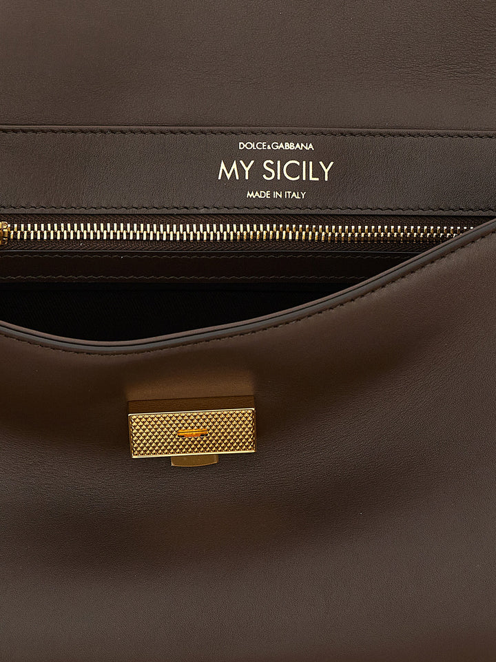 Dolce &amp; Gabbana Brown Calfskin Crossbody Bag