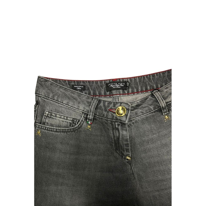 Philipp Plein Grey Cotton Women Jeans
