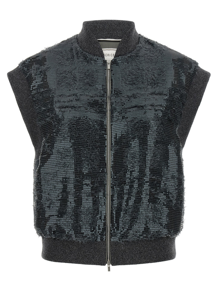 Peserico Gray Polyester Sleeveless Jacket