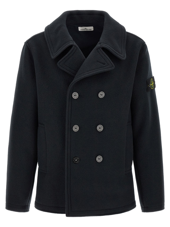 Stone Island Blue Cotton Coat