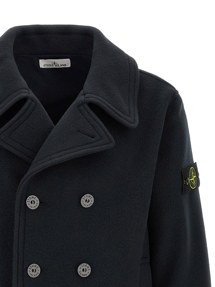 Stone Island Blue Cotton Coat
