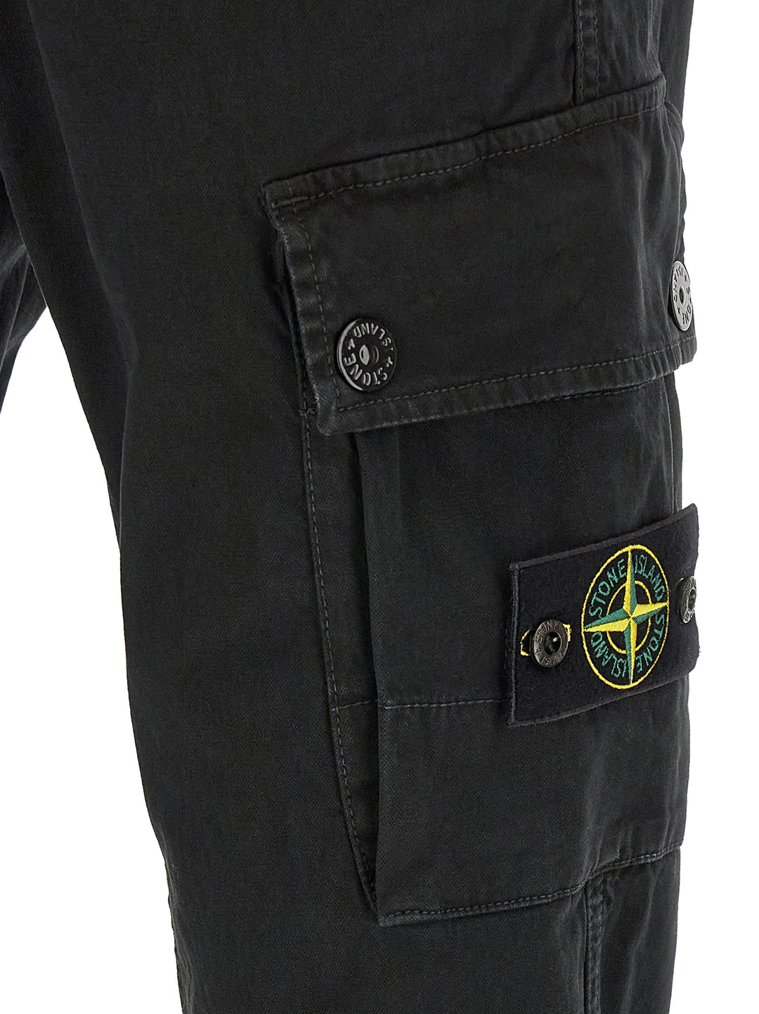 Stone Island Black Cotton Cargo Pants
