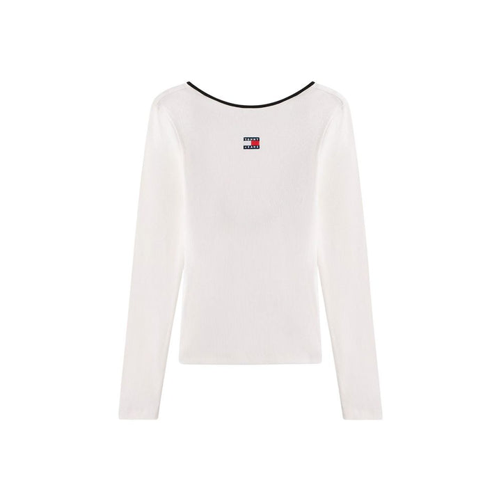 Tommy Hilfiger Jeans White Recycled Cotton Long Sleeve T-Shirt