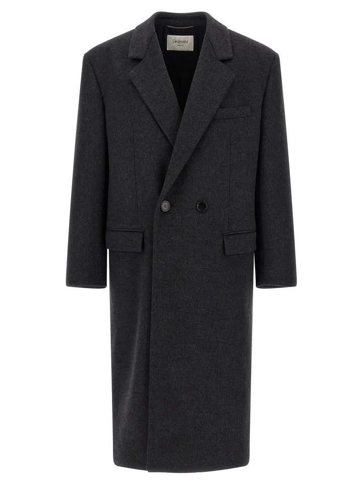 Saint Laurent Gray Wool Coat