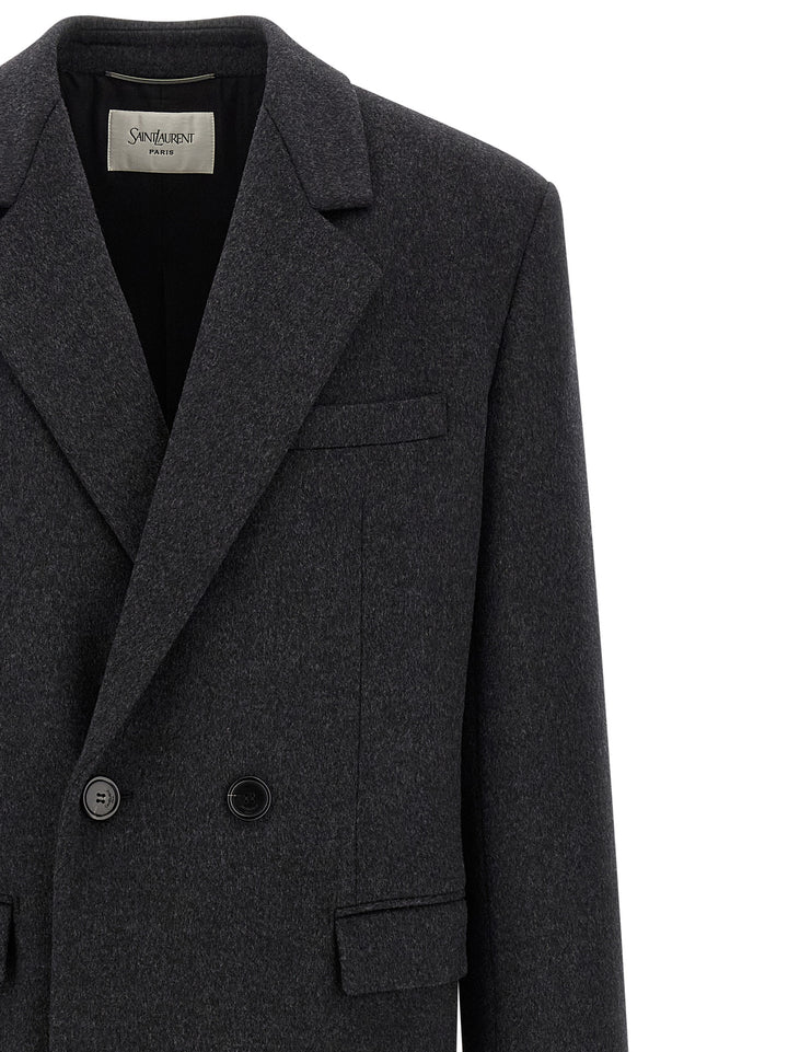 Saint Laurent Gray Wool Coat