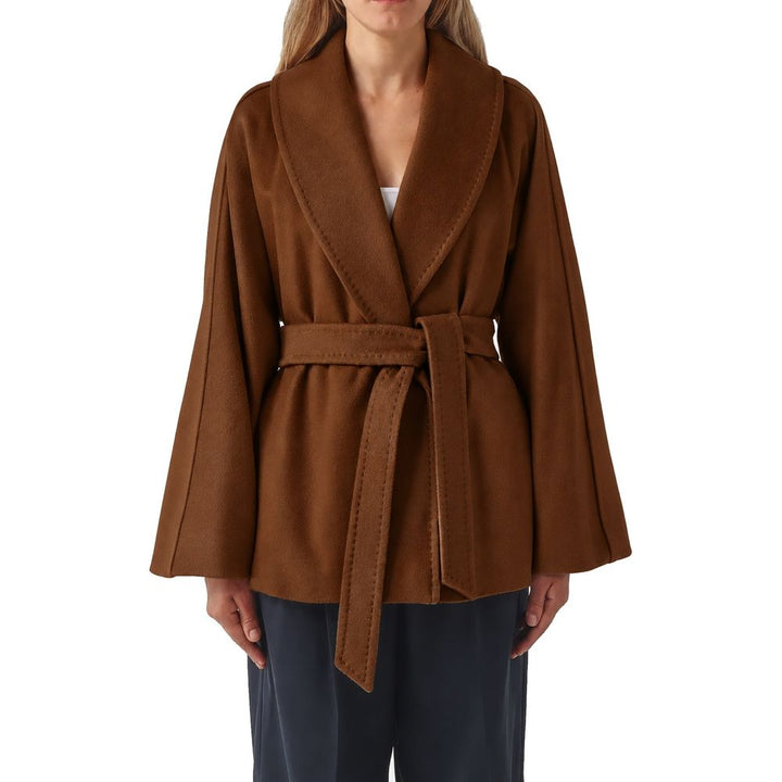 Max Mara Brown Virgin Wool Full-Length Jacket